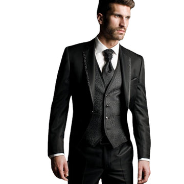 Floral Slim Fit Wedding Tuxedo for Groom 3 Piece Man Suits Jacket Waistcoat with Pants Notched Lapel Costume Coat
