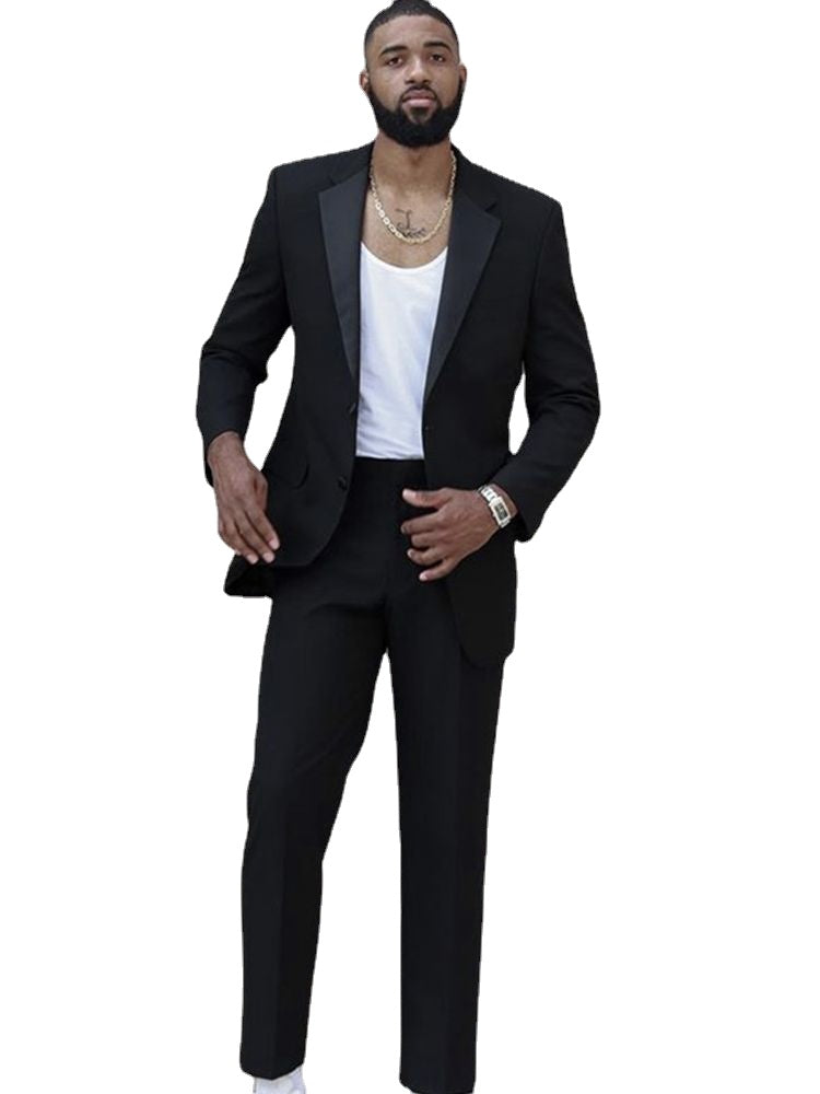 African Black Notch Lapel Men Suits Wedding Tuxedo Terno Prom Groom Custom 2 Pcs Slim Fit Blazer Jacket+Pant