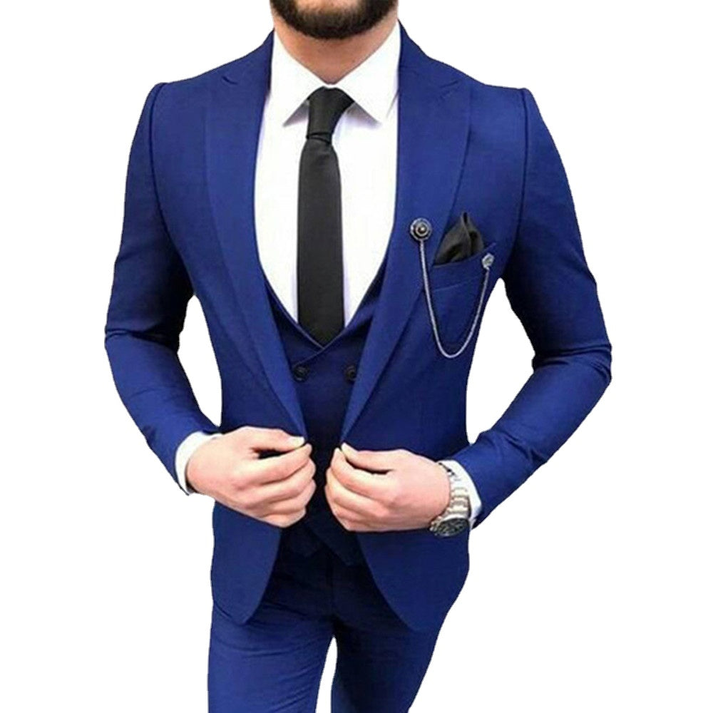 Trajes de hombre para boda, de corte entallado, para novio (chaqueta, pantalón y chaleco) 