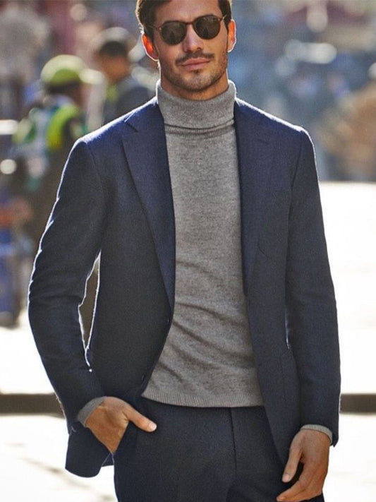 Navy Blue 2 Piece Slim Fit Men Casual Suit Tailor Made Groom Wedding Tuxedo 2 Piece Prom Wedding