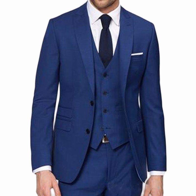 Design Two Buttons Groom Tuxedos Peak Lapel roomsmen Best Man Suit Men Wedding Suits Bridegroom (Jacket+Pants+Vest