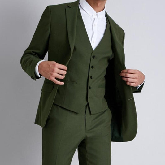 Army Green Men Suits for Wedding Groom Wear Tuxedo Slim Fit Formal Best Man Blazer 3 pieces Set Terno Masculino