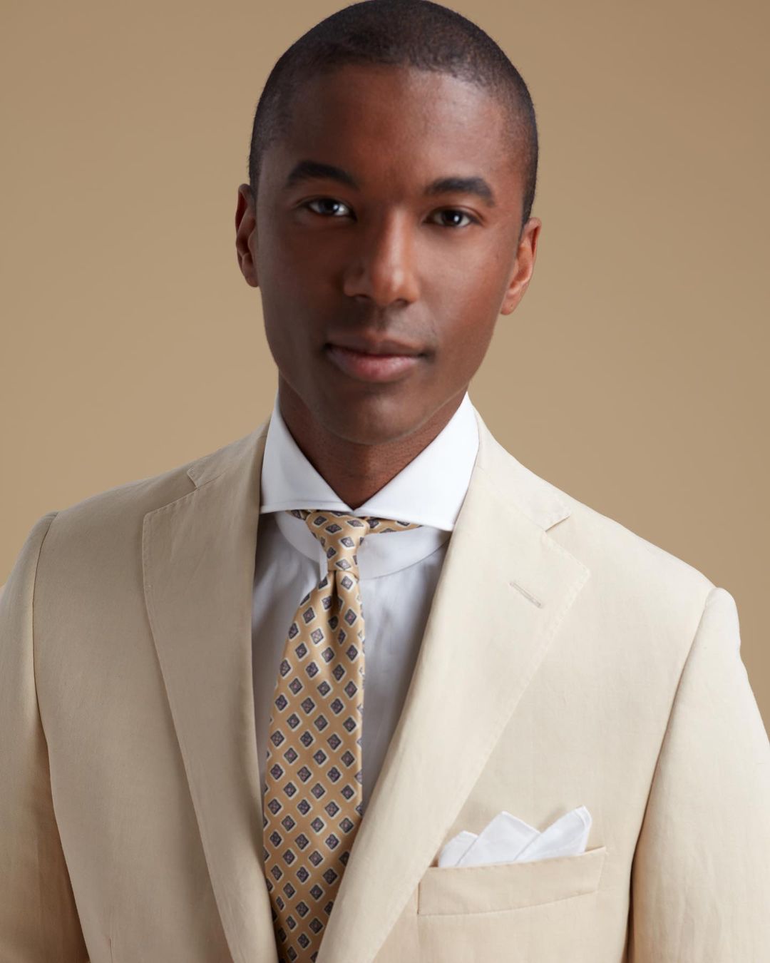 Men's Beige Slim Fit 2-Piece Blazer Suit Set Jacket for Wedding