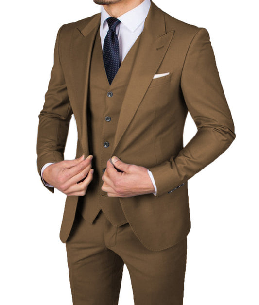 Costume d'affaires noir pour homme, costume de mariage, revers en pointe, smoking de marié, blazer de bal, 3 pièces, veste, pantalon et gilet 