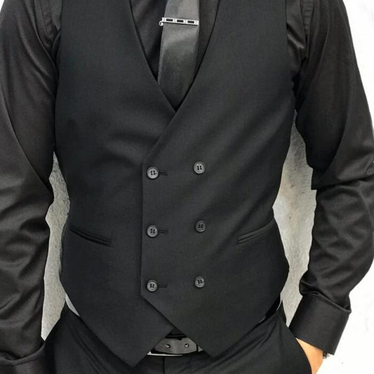 Black Formal Sleeveless Men Vest with Double Breasted One Piece Suit Waistcoat Custom Wedding Tuxedo Waist Coat