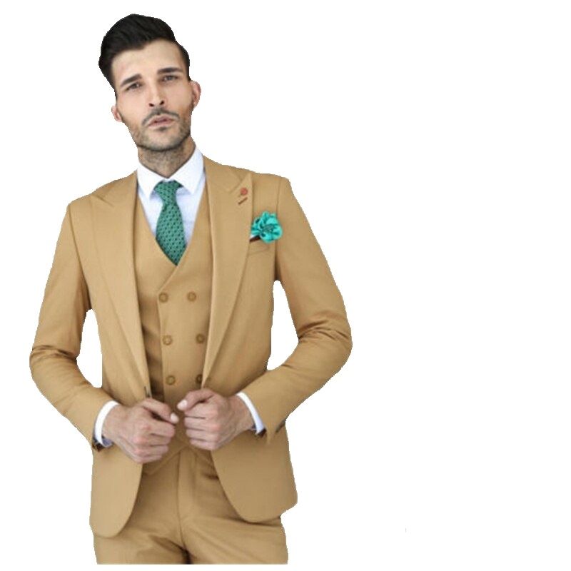 Conjuntos de blazer ajustado de 3 piezas, chaqueta cruzada, chaleco, vestidos de novia, trajes de negocios. 