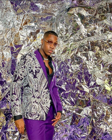 Bling Sequins Men Suits 2 Pieces Appliqued Custom Made Wedding Suits For Best Man Fit Slim Formal Party Suit Coat+Pant
