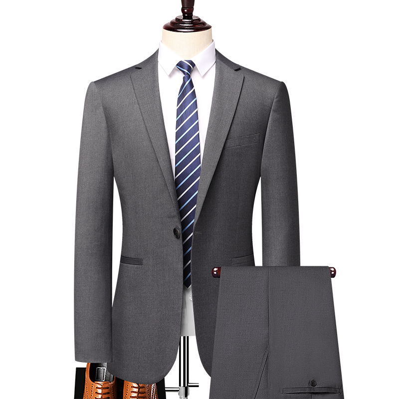 (Blazer + Trousers) Men's Suit Casual Stretch Solid Color Italian Style Slim Fit Wedding Men's 2-Piece Set
