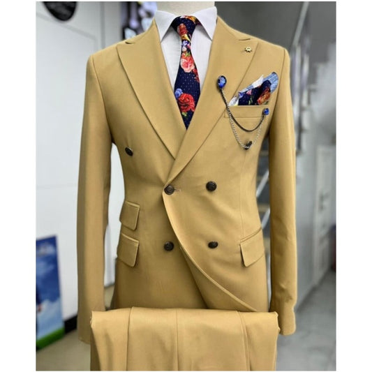 Business Classic Men Suits 2 Piece Groom Tuxedos Double Breasted Wedding Formal Blazer Slim Fit Daily Wear Outfits Costume Homme