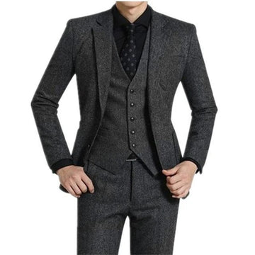 Business Men Suits 3 Pieces Blazer Coat+Vest+Trousers Slim Fitted Jacket Formal Party Tuxedos Wedding Custom Made