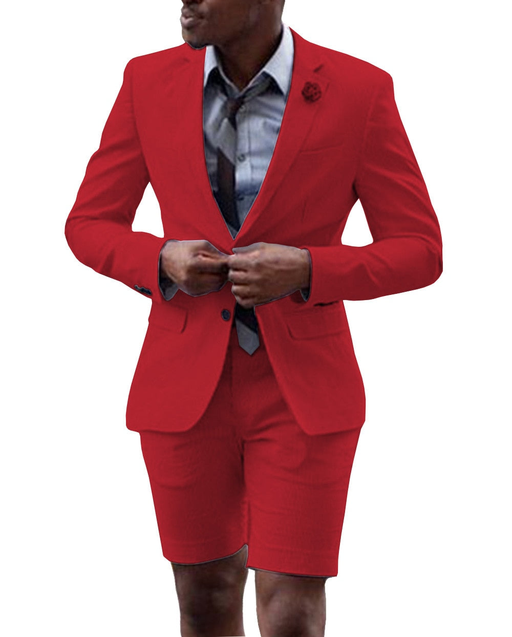 Casual Summer Wear Men's Suits Tuxedos With Short Pants 2 Buttons Custom Made Wedding Groom Prom Blazer 2 Pieces Jacket+Trouser