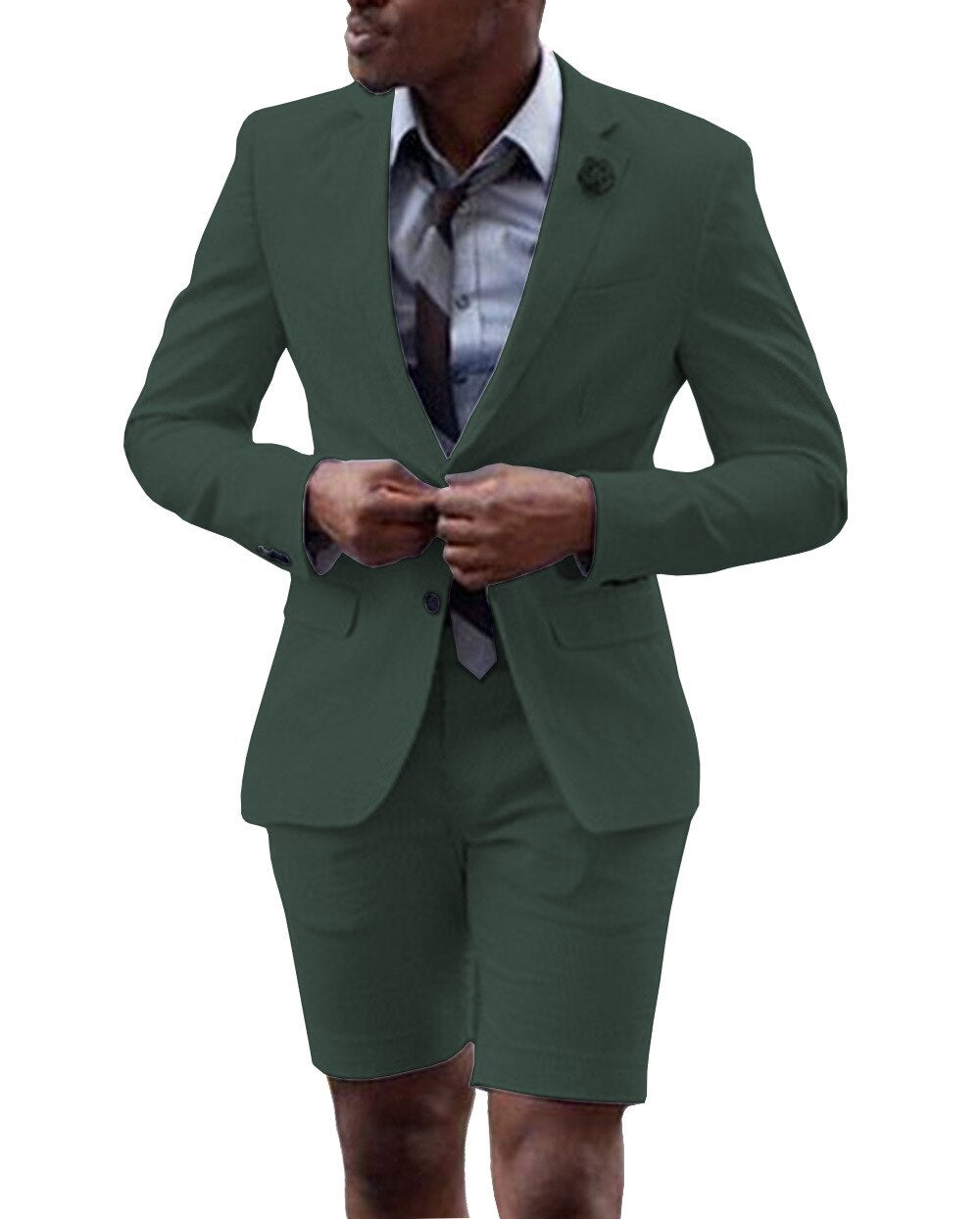 Casual Summer Wear Men's Suits Tuxedos With Short Pants 2 Buttons Custom Made Wedding Groom Prom Blazer 2 Pieces Jacket+Trouser