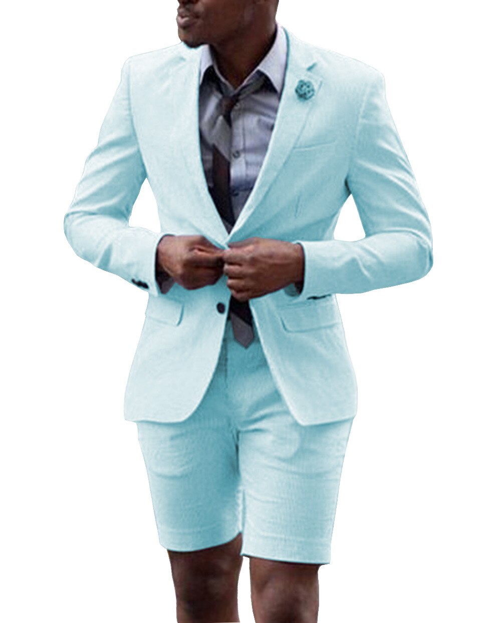 Casual Summer Wear Men's Suits Tuxedos With Short Pants 2 Buttons Custom Made Wedding Groom Prom Blazer 2 Pieces Jacket+Trouser