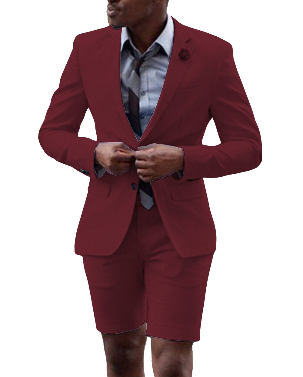 Casual Summer Wear Men's Suits Tuxedos With Short Pants 2 Buttons Custom Made Wedding Groom Prom Blazer 2 Pieces Jacket+Trouser