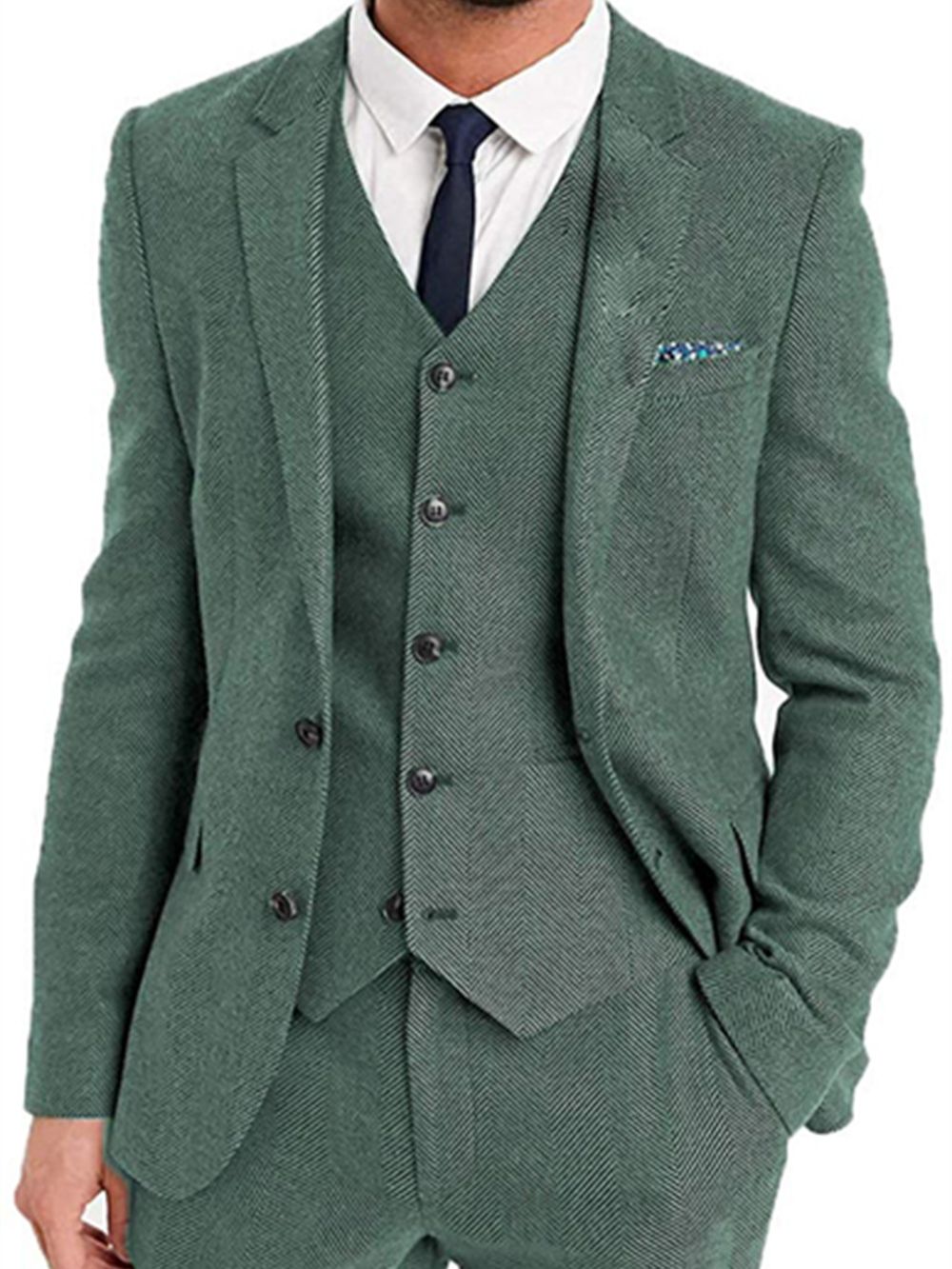 Traje de novio formal de boda de tweed de tres piezas, esmoquin completo, estilo empresarial, conjuntos de blazer 