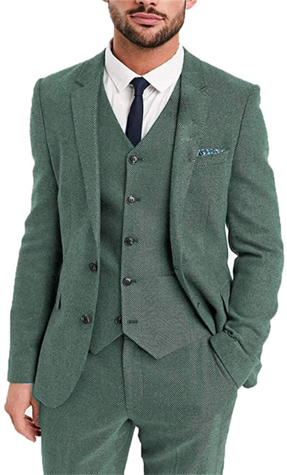 Traje de novio formal de boda de tweed de tres piezas, esmoquin completo, estilo empresarial, conjuntos de blazer 