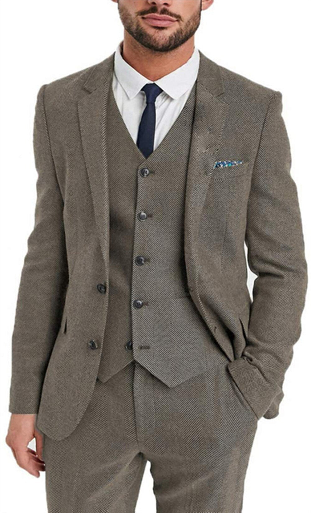 Traje de novio formal de boda de tweed de tres piezas, esmoquin completo, estilo empresarial, conjuntos de blazer 