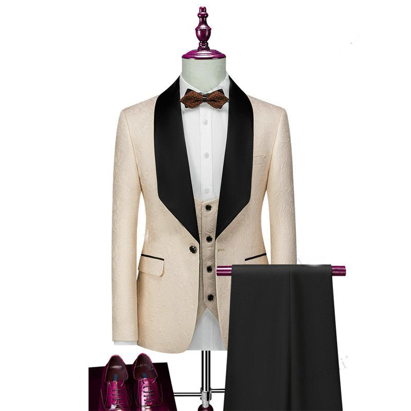 Costumes classiques bleu royal à fleurs, coupe slim, sur mesure, pour hommes, costumes de mariage pour mariés, smokings 3 pièces, costumes de garçons d'honneur