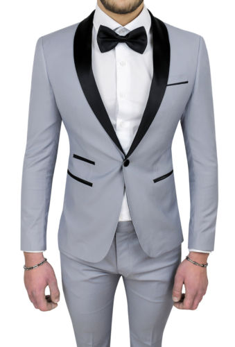 Classic One Button Men's Slim Fit Suit Gray Groom Ball Gown 2 Pieces Wedding Blazer (Jacket +Pants)