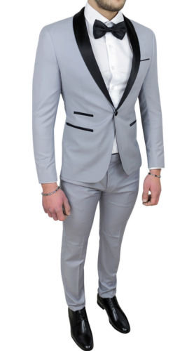 Classic One Button Men's Slim Fit Suit Gray Groom Ball Gown 2 Pieces Wedding Blazer (Jacket +Pants)