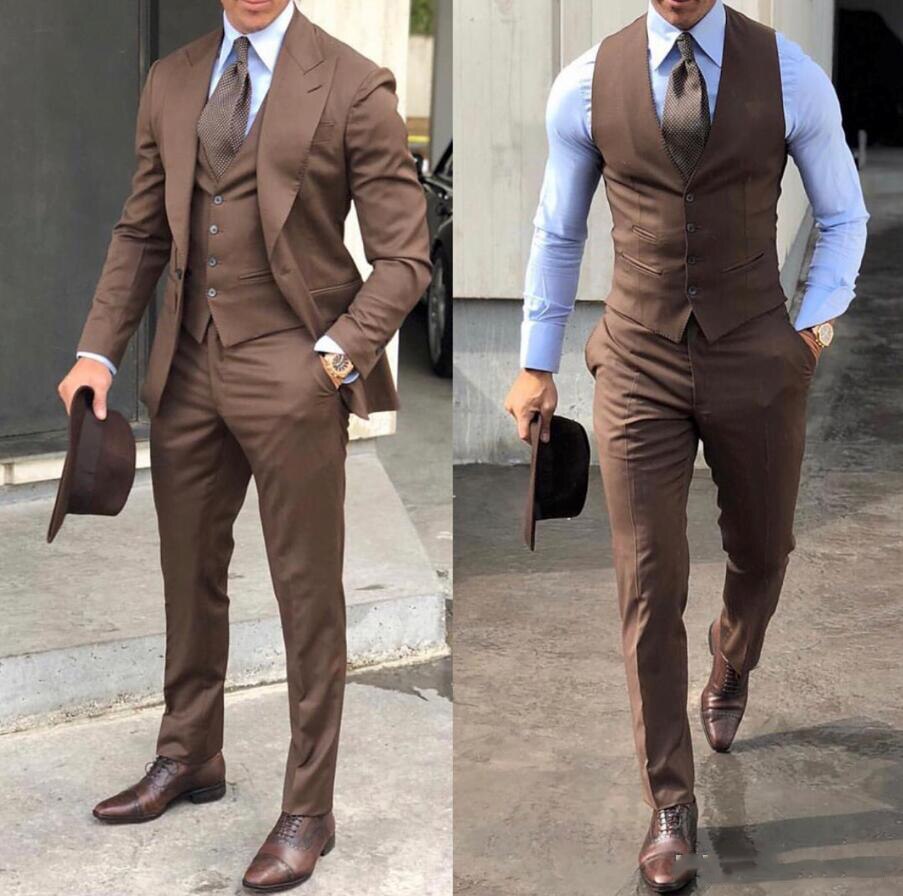 Wedding Tuxedos Suit Slim Fit Men 3 Pieces Groomsmen Suit Formal Business
