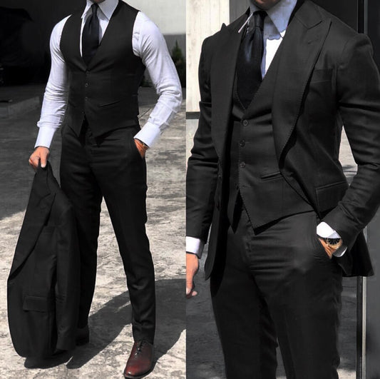 Wedding Tuxedos Suit Slim Fit Men 3 Pieces Groomsmen Suit Formal Business
