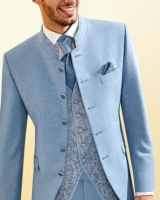 Coat Pants Wedding Men Suit Blue Slim Fit Formal Clothes For Party Prom Gentleman Blazer 2 Pieces(Jacket + Pants)