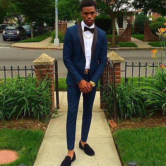 Costume Groom Tuxedo men Navy Blue Groom Wedding Suits Men 2 Pieces Tailor Made Groomsmen Best Man Suit (Jacket+Pants)