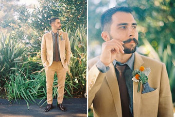 Brown Beach Wedding Suits Men Prom Suit Tuxedo Slim Fit 2 Pieces Custom Groom Blazer Masculino