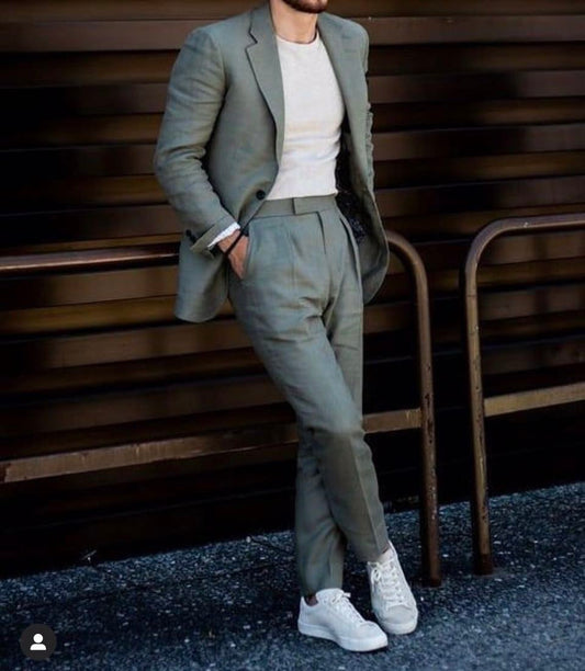 Costume Homme Casual Stylish Two Buttons Men Suits 2 Pieces Wedding Prom Dinner Blazer Groom Tuxedo Groom Jacket+Pants