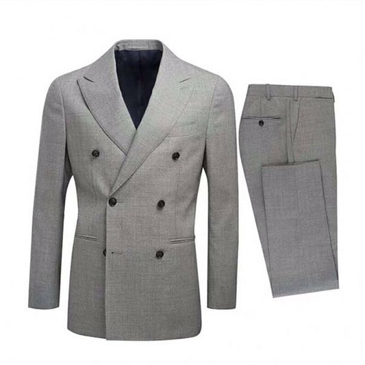 Grey Men Suits Peak Lapel  Groom Wear Tuxedos Wedding Terno Slim Fit 2 Pieces Blazer(Jacket+Pants)