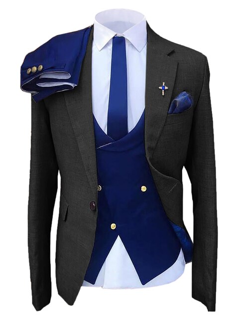 Cosutme Homme Italian Slim Fit Men Suits 3 Pieces Notch Lapel Wedding Groom Tuxedos Terno Prom Blazer