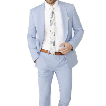 Custom Made Blue Shawl Lapel Wedding Suits Groom Tuxedo Terno Slim Fit Prom Party Best Man Blazer 2 Pieces