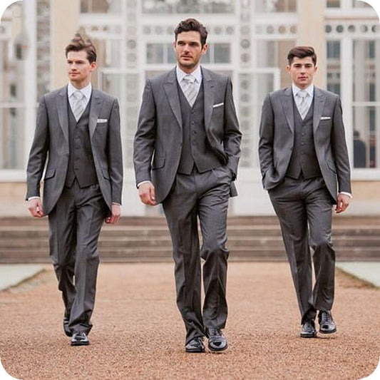 Custom Made Gray Men Suit For Wedding Bridegroom Blazer Groomsmen Prom Tuxedo Slim Fit Formal Terno Groom Wear 3 Piece