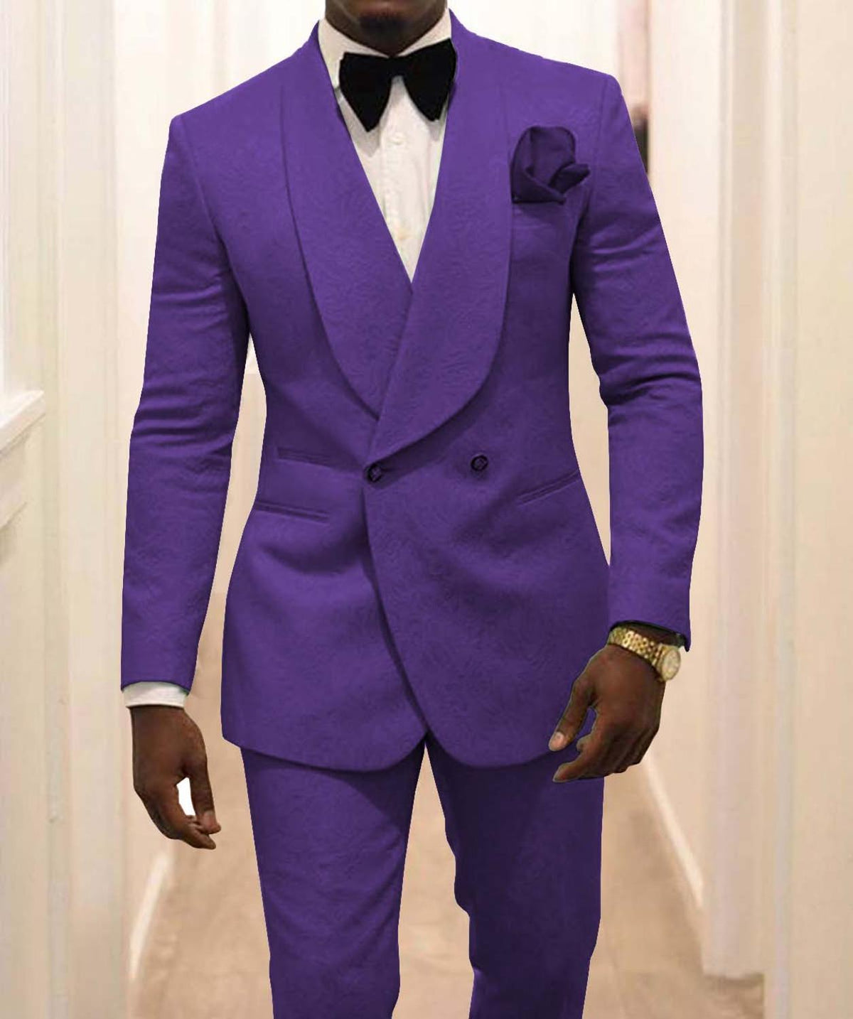 Men's Patterned Shawl Lapel Groom Tuxedo 2-Piece Suit for Groomsmen & Best Man & Weddings