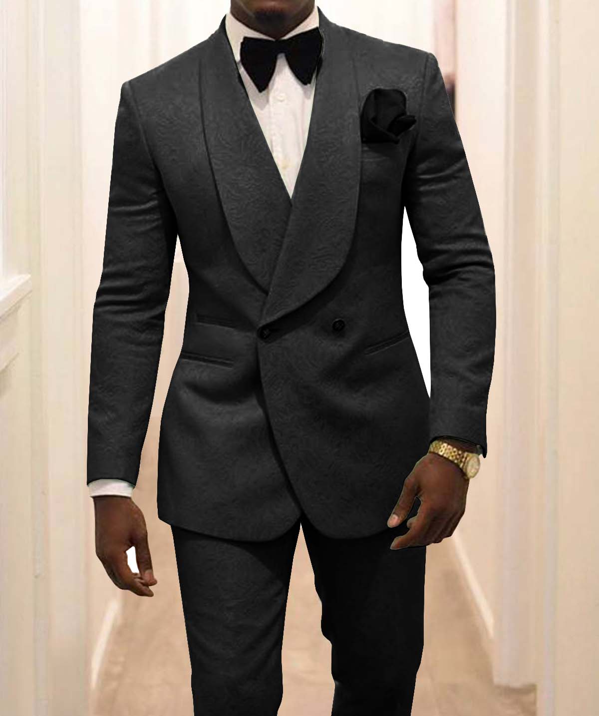 Men's Patterned Shawl Lapel Groom Tuxedo 2-Piece Suit for Groomsmen & Best Man & Weddings