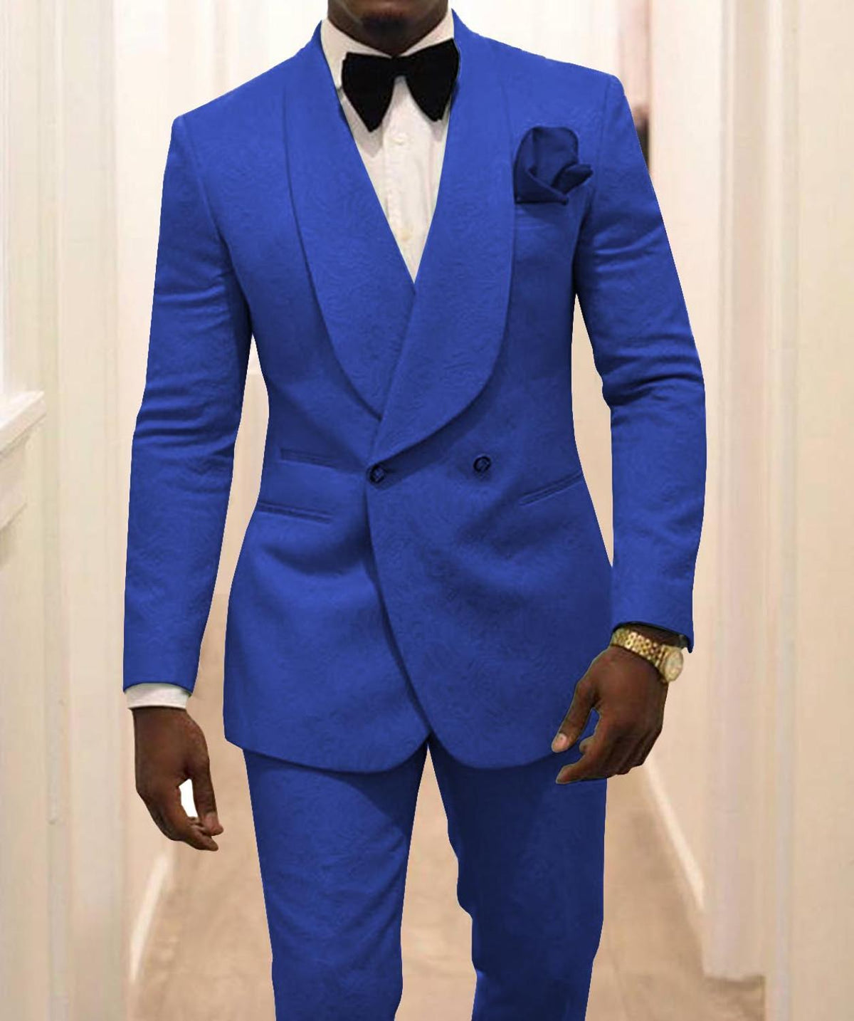 Men's Patterned Shawl Lapel 2-Piece Tuxedo Suit for Groomsmen