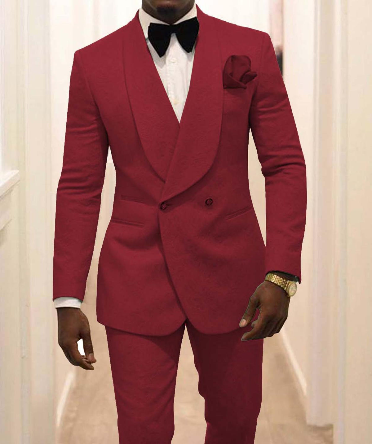 Men's Patterned Shawl Lapel Groom Tuxedo 2-Piece Suit for Groomsmen & Best Man & Weddings