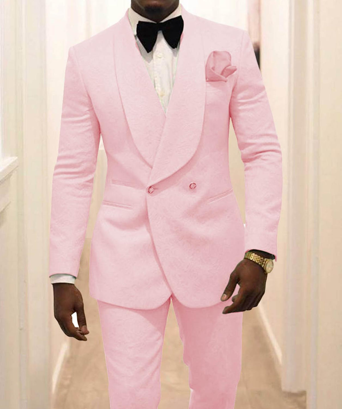 Men's Patterned Shawl Lapel 2-Piece Tuxedo Suit for Groomsmen