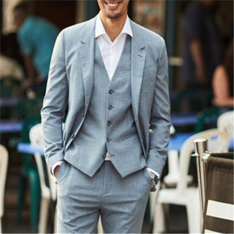 Custom 3 Piece Business Gentleman Autumn Suit Men's Groom Wedding Dress Slim Suit
