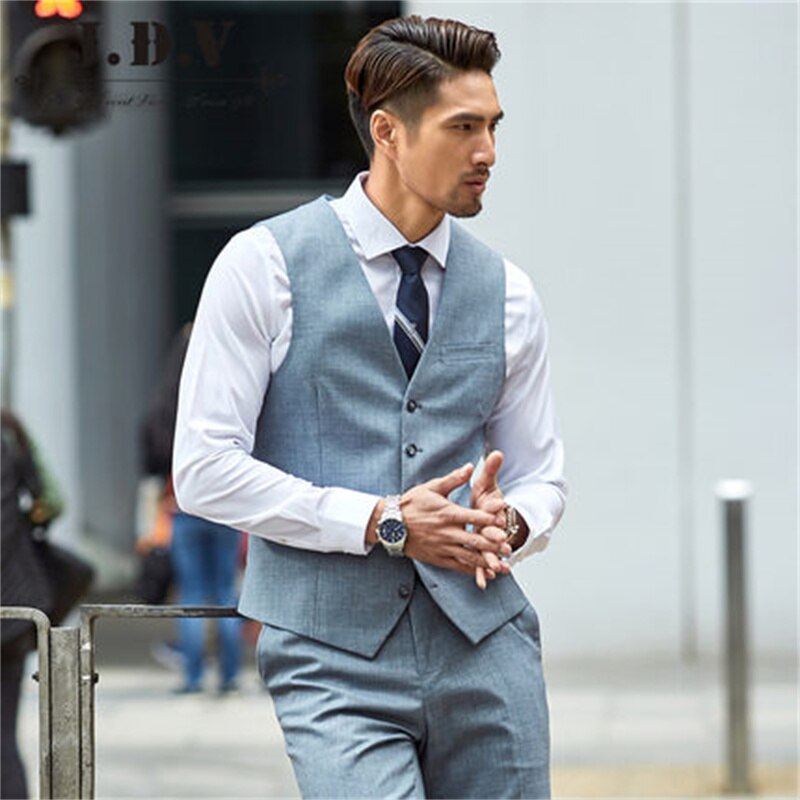 Custom 3 Piece Business Gentleman Autumn Suit Men's Groom Wedding Dress Slim Suit