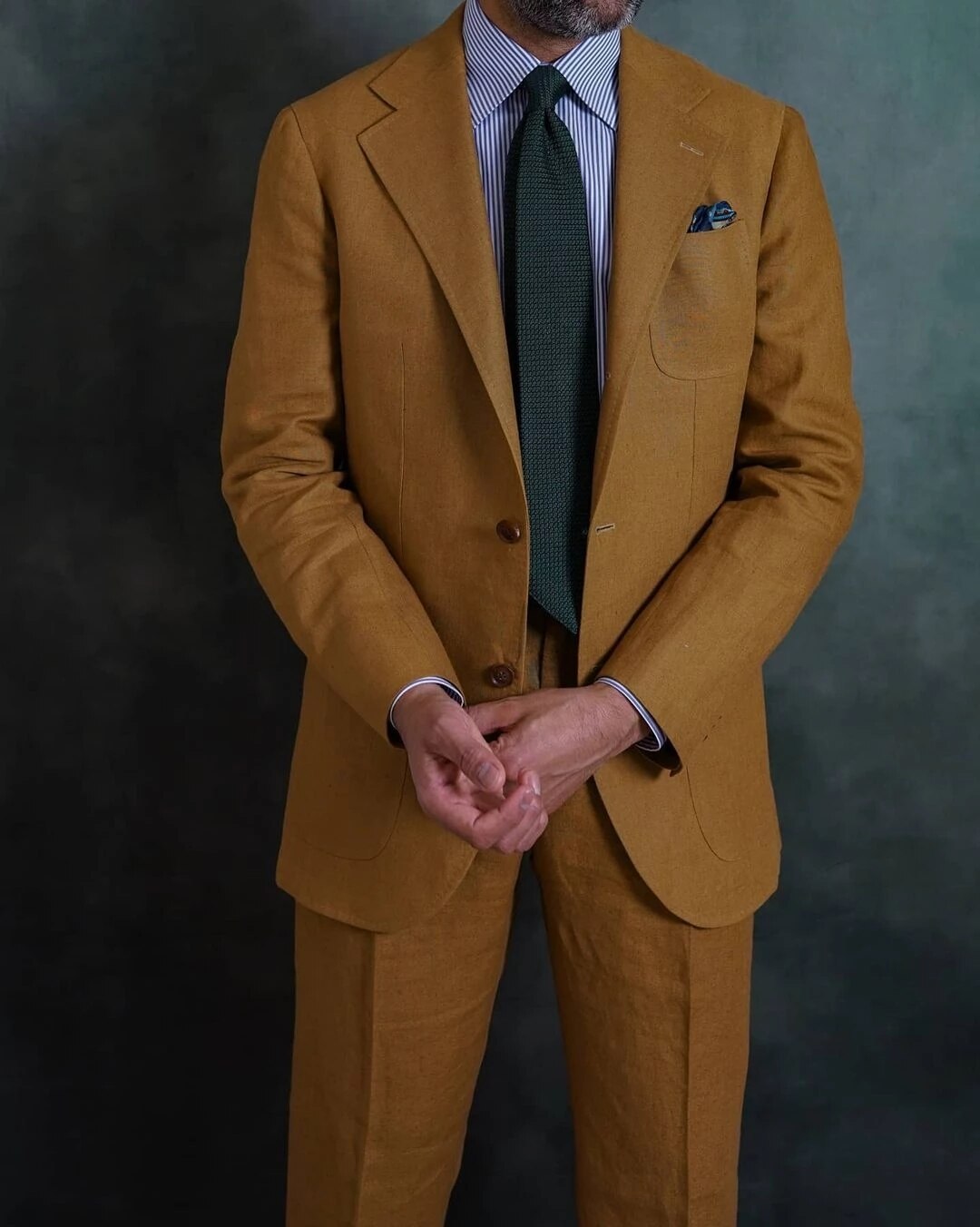 Traje de hombre con solapa de muesca en amarillo oscuro, esmoquin para boda, graduación, blazer ajustado, pantalones, 2 piezas, chaqueta y pantalones. 