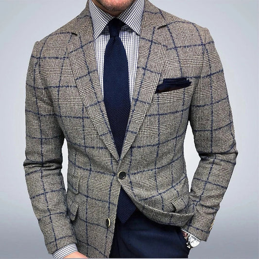 England Retro Pattern Print Men Casual Suit Blazer Spring Turn-down Collar Business Outwear Autumn Single Button Man Jacket Coat
