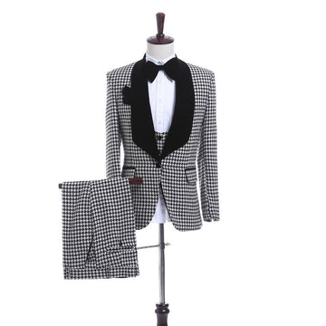Houndstooth Men's Three-Piece Casual Suit