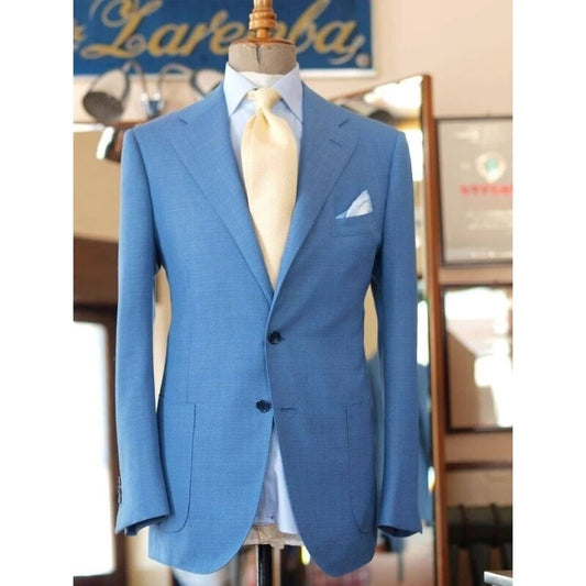 Light Blue Jacket+Pant Men Suits Homme Wedding Groom Tuxedos Terno Slim Fit 2 Pcs