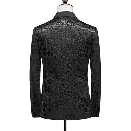 Luxury Wedding Banquet Groom Dress 2 Piece Suit British Style Classic Men Prom Party Jacquard Blazer and Pants