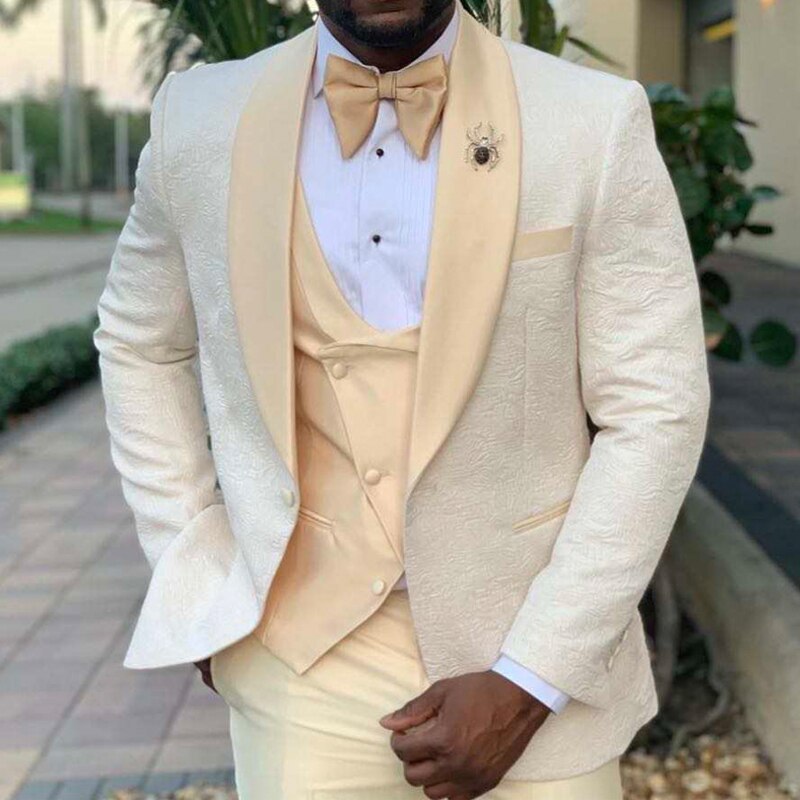 Smoking de marié à motif floral, coupe cintrée, veste et pantalon pour homme, blazer africain 