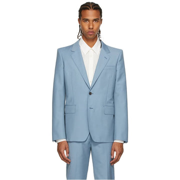 Flat Lapel Men's Sky Blue Suits Sets Custom Made 2 Buttons Costume Bridegroom Wedding Pocket Blazer 2pcs Pants