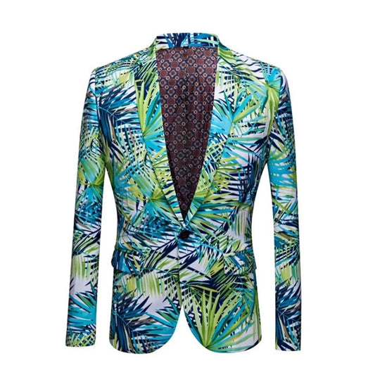 Floral Men Print Wedding Suit Blazer Hawaiian Style Jacket Banquet Formal Coat With Pants