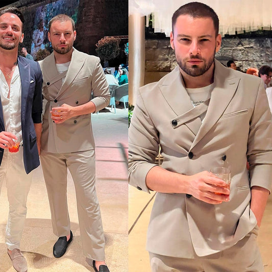 Gray Groom Men Wedding Tuxedos 2 Pieces Double Breasted Outfit Business Suit Men Costume Homme  Party Prom Blazer 2PC